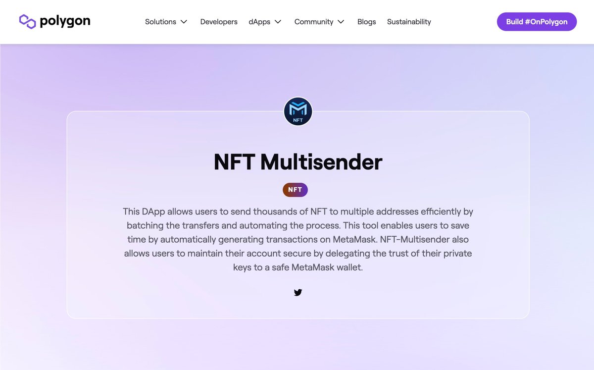 NFT_Multisender's tweet image. We are here 😎
polygon.technology/ecosystem/1204

Polygon Ecosystem 
$MATIC @0xPolygon 

#PolygonNFTs #PolygonMatic #PolygonNFT #PolygonSpace