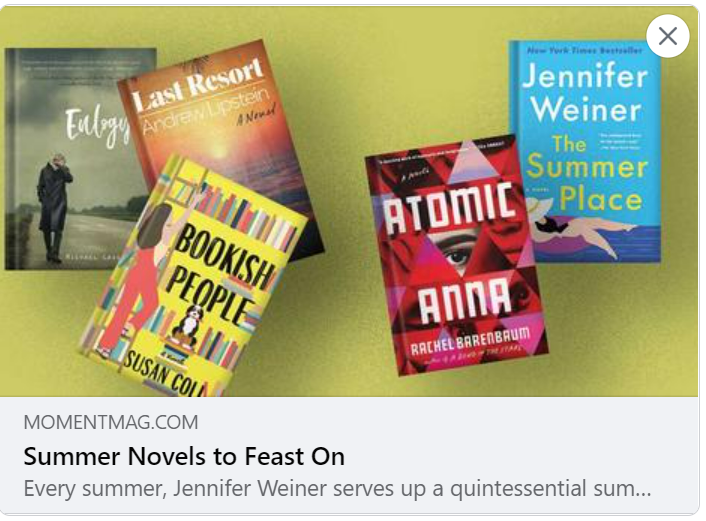 rbarenbaum's tweet photo. Thank you @MomentMagazine and #amyeschwartz for this amazing review of #AtomicAnna!! I love seeing my novel next to these superstars. https://t.co/UMvwr77IMF