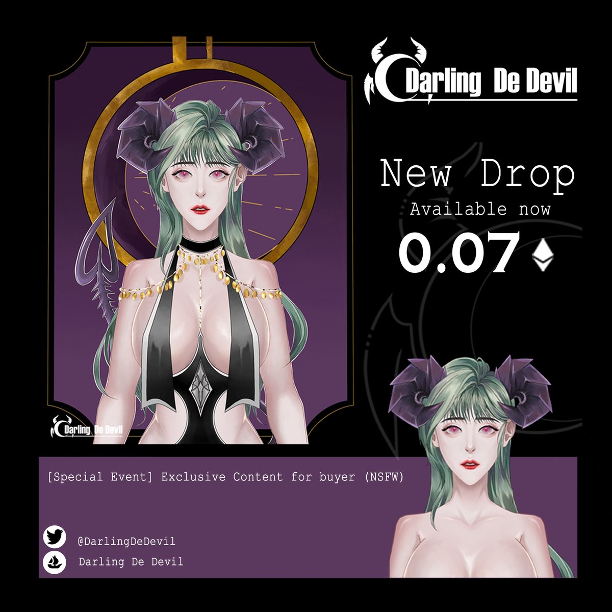 DarlingDeDevil's tweet photo. Our first Devil Darling is now available on @opensea! 
"Timothea Andreli"
0.07 $ETH
.
we are focusing on their unique personality and costume. 
.
she has a pretty face, and beautiful skin but her face shows us nervous because she's actually shy😖
.
https://t.co/7wtCTj1BxV https://t.co/KxJnddWzD4
