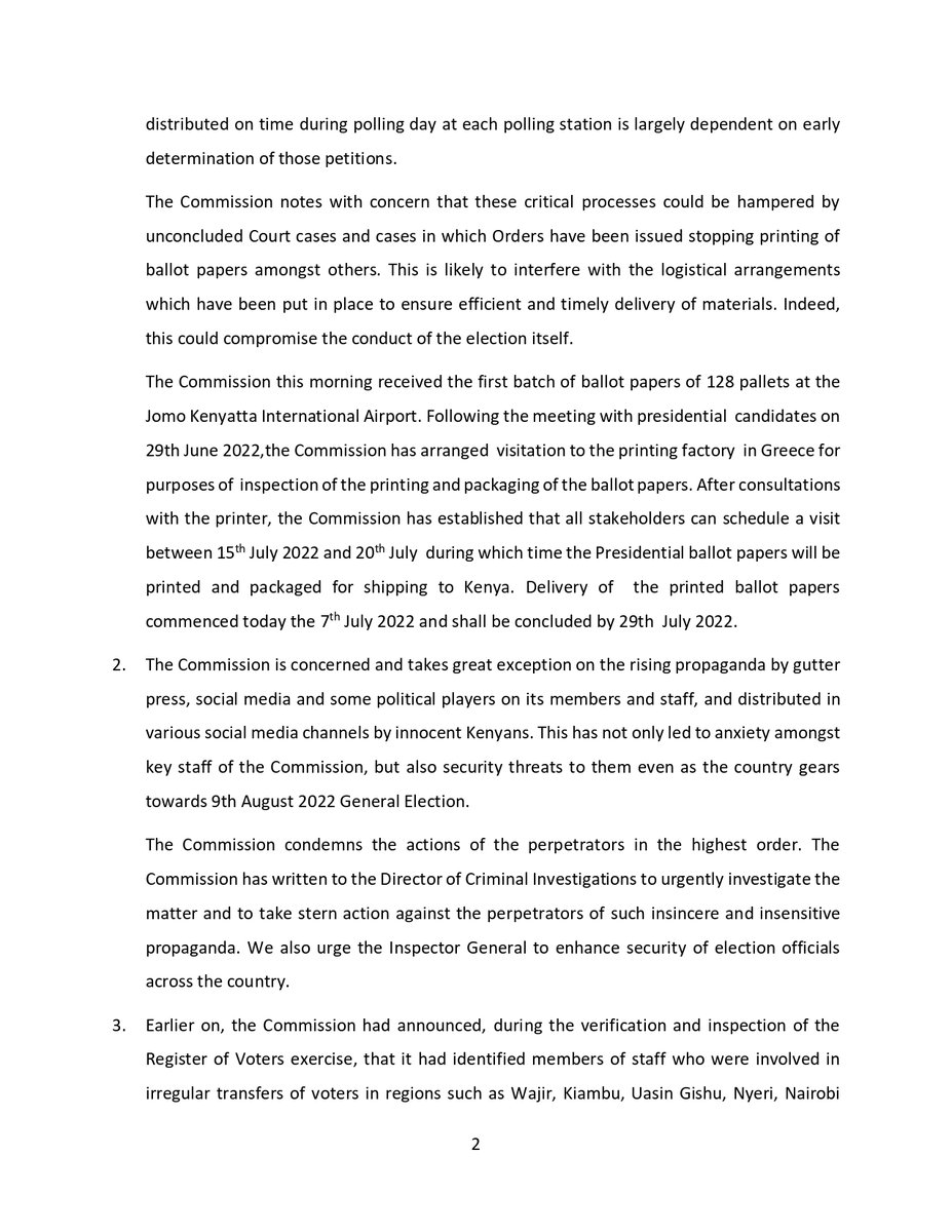 IEBCKenya's tweet photo. The Commission today gave a status update of the electoral process ahead of the #GE2022 https://t.co/sZrUCS9FYE