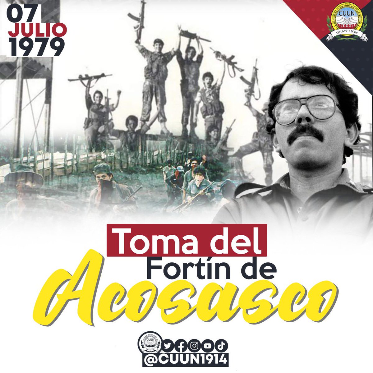 Celebramos 43 aniversario de la Toma del Fortín de Acosasco.
#CUUN1914
#4319FuerzaDeVictorias