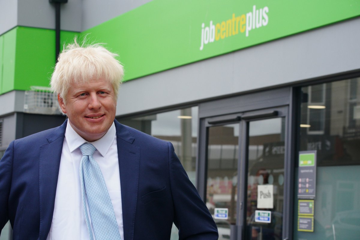 BBCLancashire's tweet photo. A wax figure of Boris Johnson, created by Madame Tussauds, has appeared outside Blackpool Job Centre Plus after the Prime Minister resigned as Tory leader. 
More here: https://t.co/BKIFOpnCLb https://t.co/06zTVLt3yc