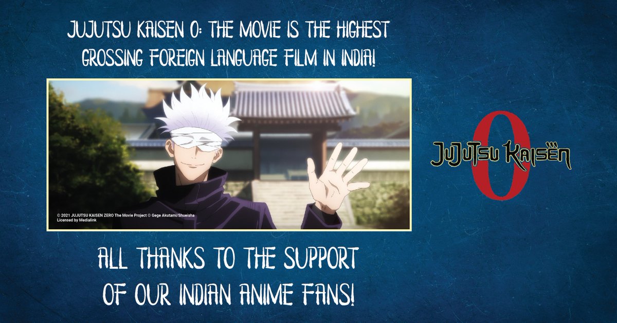 PicturesPVR's tweet photo. Shout out to the Indian Anime community for helping us achieve this accolade! Book your tickets now, to make sure that this record remains unbroken!

Booking Links:
PVR - https://t.co/cptiLzhr93
Paytm - https://t.co/kKZVgJCe2J
BMS - https://t.co/mCgULOelfL

#JujutsuKaisen0 https://t.co/w35e3v0SS0