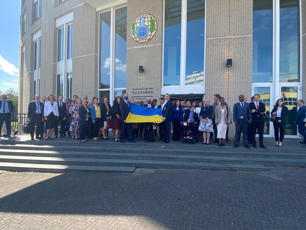 SLOinNL's tweet photo. Strong show of support to #Ukraine at @OPCW #EC100.
@UKRinNLD #StandWithUkraine https://t.co/JOkFY3hOdO