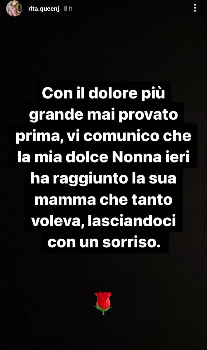 xbrsmile's tweet photo. É morta la nonnina di Rita Queenj. I loro video mi hanno sempre strappato un sorriso tra le lacrime, perché il mio nonno é stato portato via dalla stessa malattia. Il bene che si vogliono mi ha sempre commossa e per sempre le legherà. 💔 https://t.co/zHGbryIByv