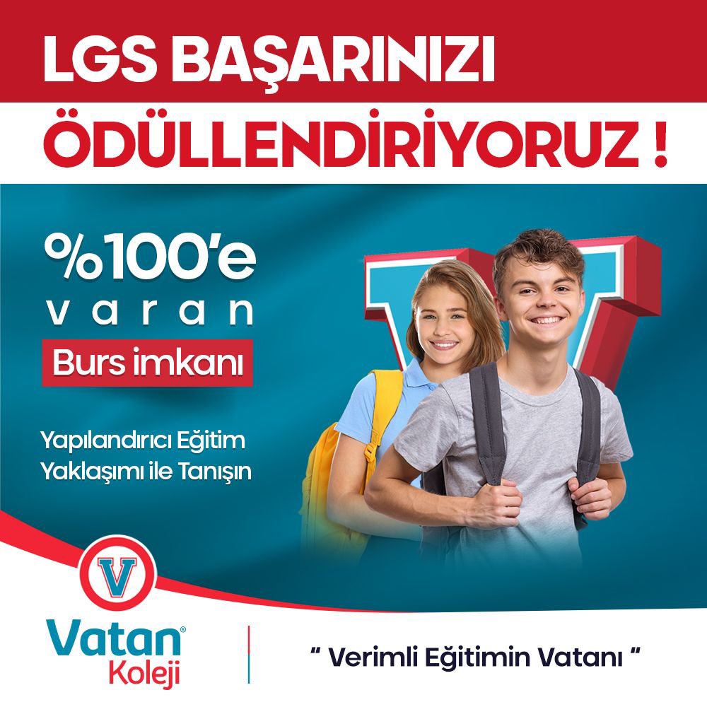 AtakoyVatan's tweet photo. LGS Başarınızı Ödüllendiriyoruz 🏆 

%100’e varan burs imkanı ✅ https://t.co/GuKqGp5SQr