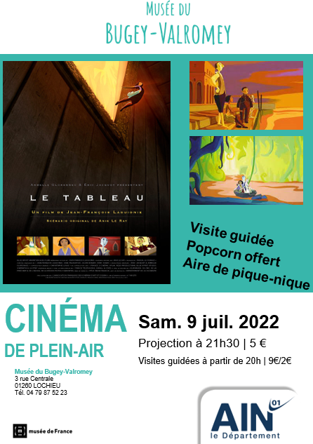 Departement_AIN's tweet photo. 📽️#Ciné en plein air "Le tableau"📌Samedi 9 juillet à partir de 20h au musée du Bugey-Valromey à #Lochieu #Ain ➡️https://t.co/0ukByWlVPf https://t.co/fm9Yx1FCxE