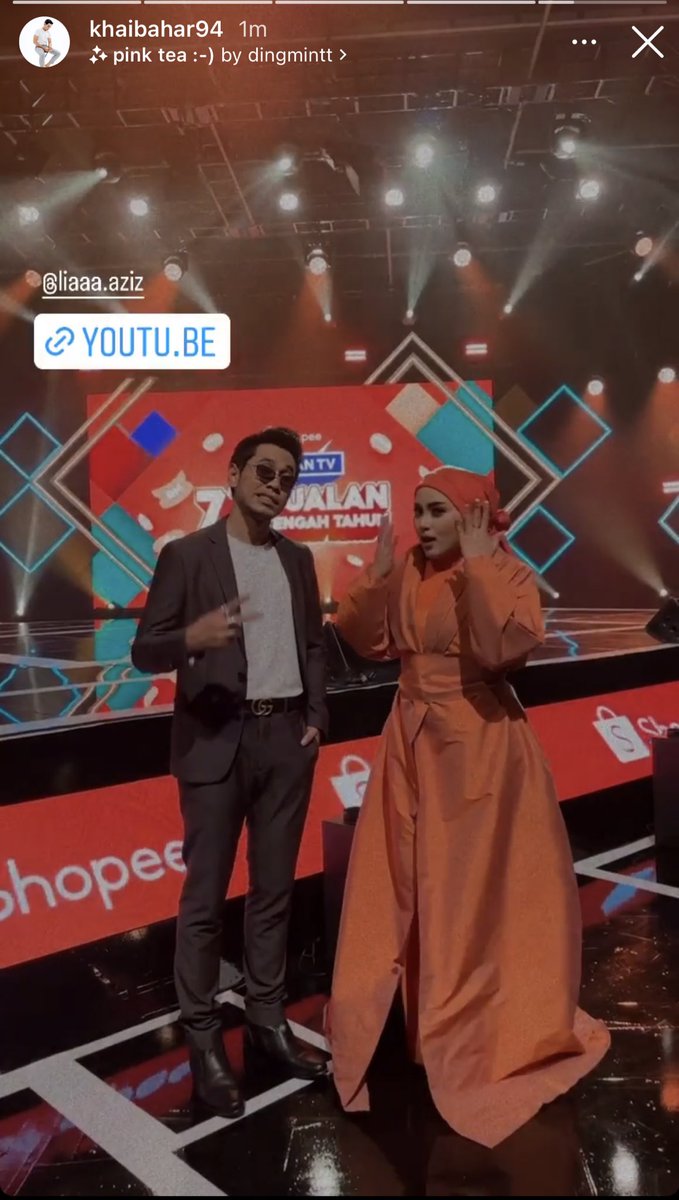 Lina_KB94's tweet photo. In 15 minutes! Catch @khaibahar94_ x Liaa Aziz on @tv3malaysia &amp; on @ShopeeMY ‘s YouTube channel : https://t.co/Mg2Q0WqDeu

#khaibahar
#ShopeeMY77 
#Shopee77 https://t.co/aFUwsOWDkH