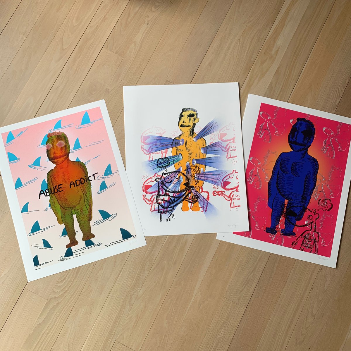 culius's tweet photo. gm! 
Picked up my Melgaard 1/1 signed prints today💫
#NFTartwork #IRLartwork #utility
@LightbulbmanNFT by Bjarne Melgaard https://t.co/MPow7LZLJt