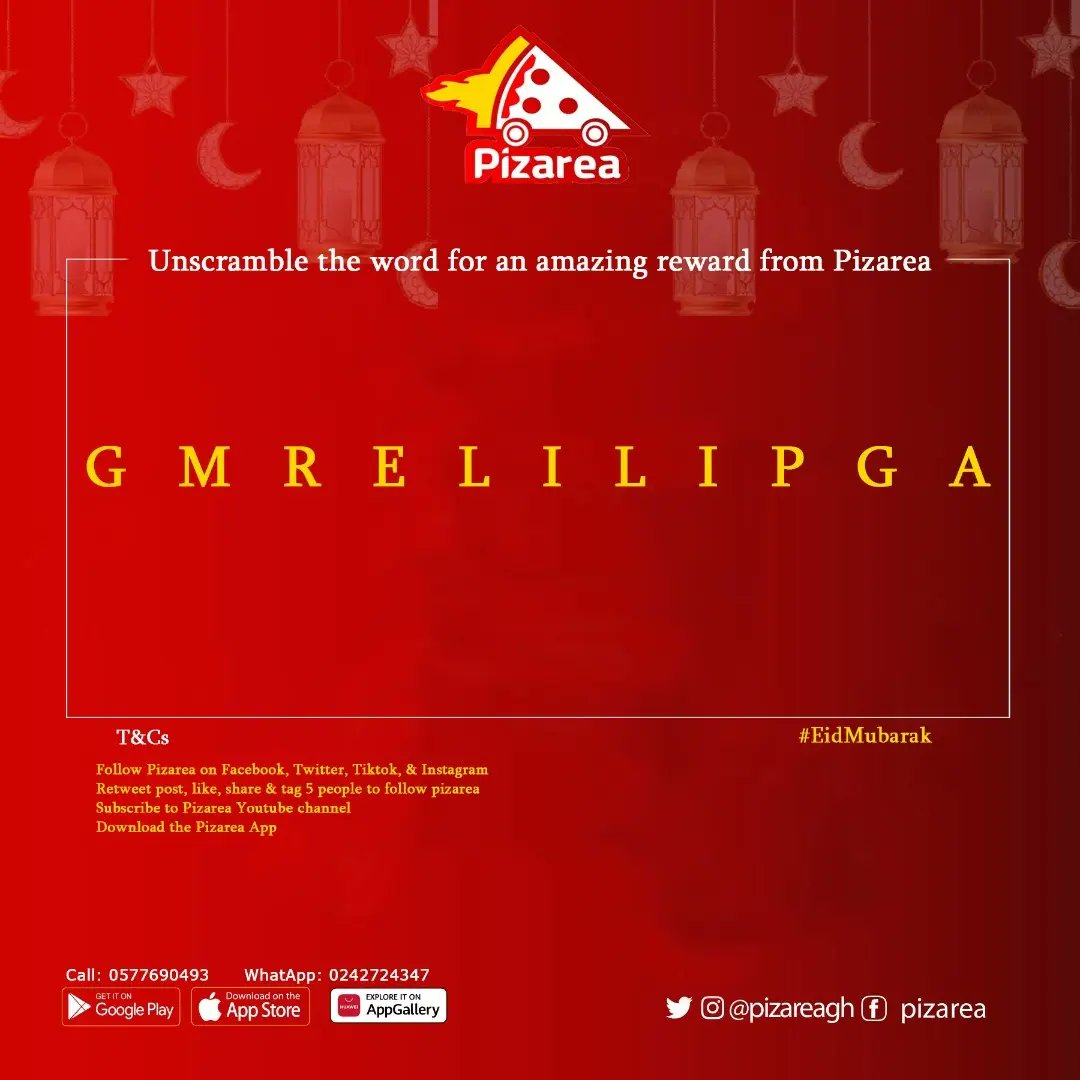 pizareagh's tweet image. Eid came early on Pizarea.com🥳🥳.amazing prices to be won.WINNER WILL BE PICKED AT RANDOM. 
T&amp;amp;cs
📌Follow pizarea on FB, Twitter, IG, Tiktok
📌Retweet post, like ,share 
📌Subscribe to Pizarea YouTube channel 
📌Download the pizarea app.

 #eid2022 #ramadan #pizarea
