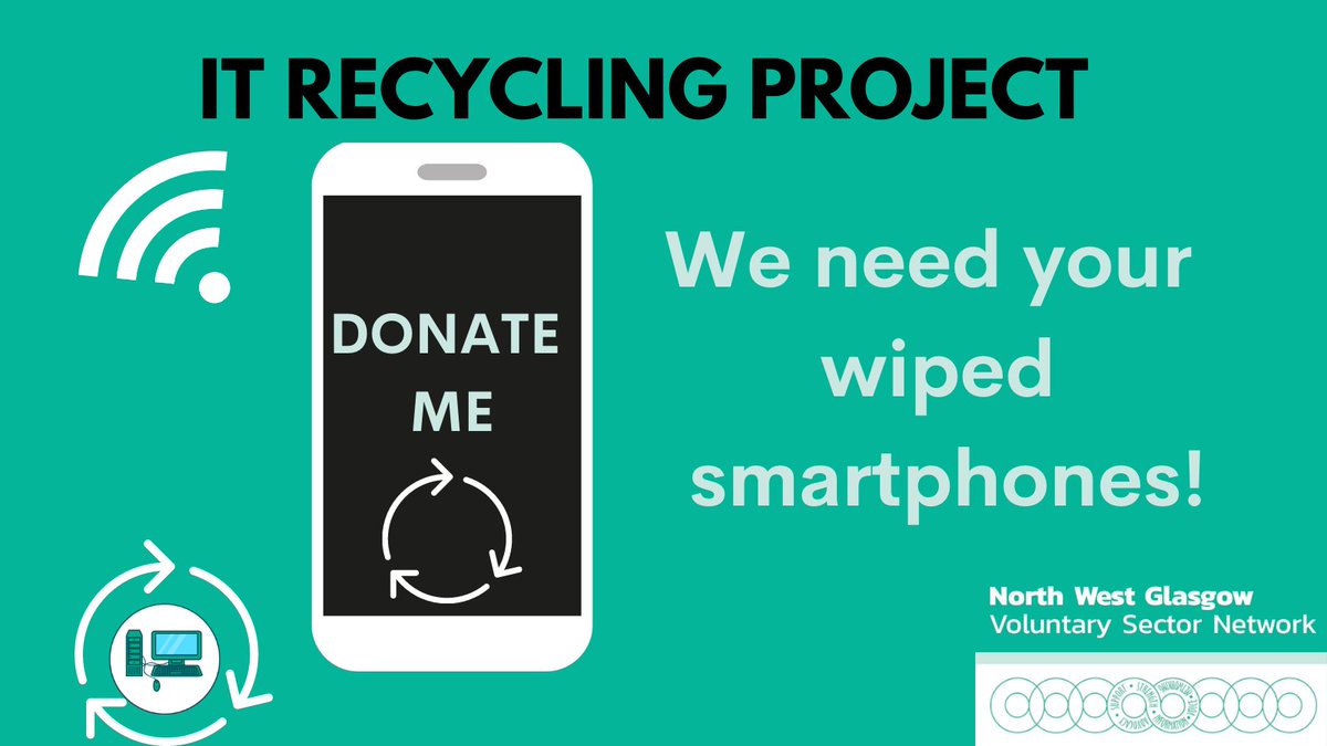 NWGVSN's tweet image. ♻️Help us #recycle &amp;amp; #reuse your old wiped smartphones! We want to use donated smartphones as internet hotspots for people receiving our recycled PCs.📱♻️
Can you help? Please contact Martina to donate martina.northwestglasgowvsn@outlook.com Find out more

nwgvsn.org.uk/it-recycling-p…