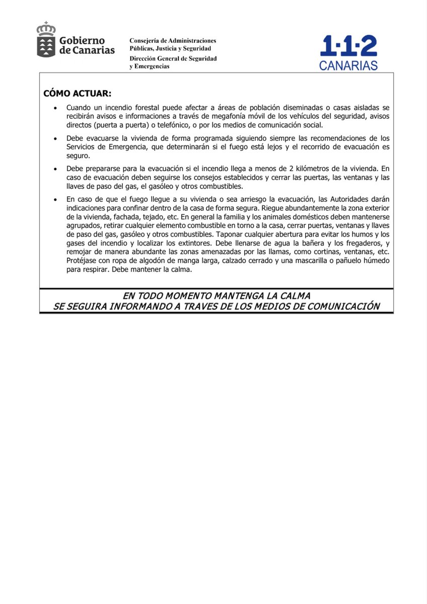 PTegueste's tweet photo. Alerta🚨 por altas temperaturas 🌡 y riesgos de incendios forestales 🔥 extremen precauciones y sigan las recomendaciones.
Ante cualquier incidencia 112 ☎️ https://t.co/GekVFpsETi