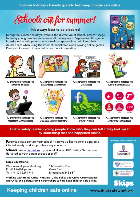 With the summer holidays just around the corner, for many children, this will be spent online. Please feel free to share with parents – carers this guide on keeping children safe online over the summer holidays. #internetsafety #parenting #fostercare #teachers #primaryschool
