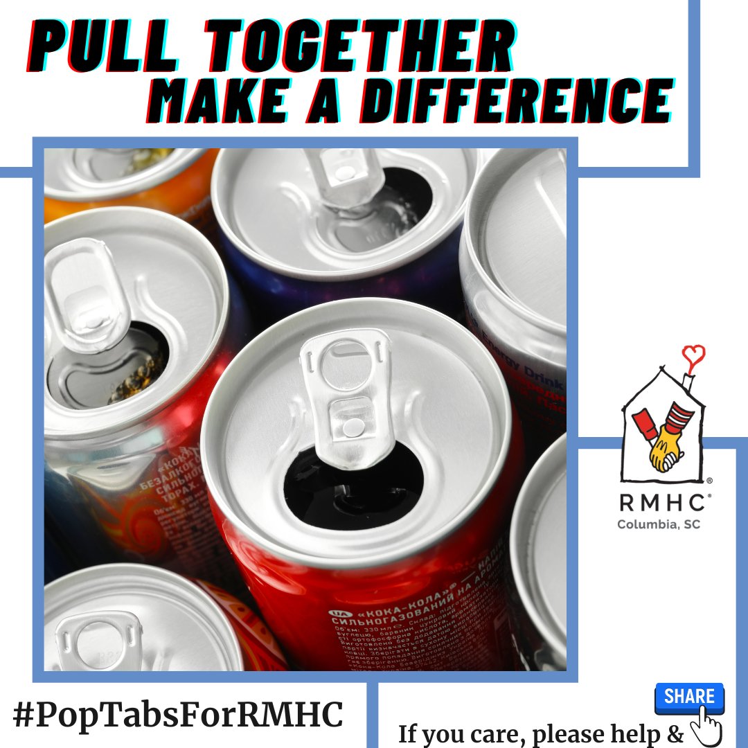 RMHColumbia's tweet photo. HELP US #CollectPopTabs !
All proceeds benefit our mission of keeping families together when facing a critically ill or injured child. Drop your #poptabs off in the gray bin by the front doors or visit us for more information at : https://t.co/1XRNBmrqPw https://t.co/wVhWVryAXv