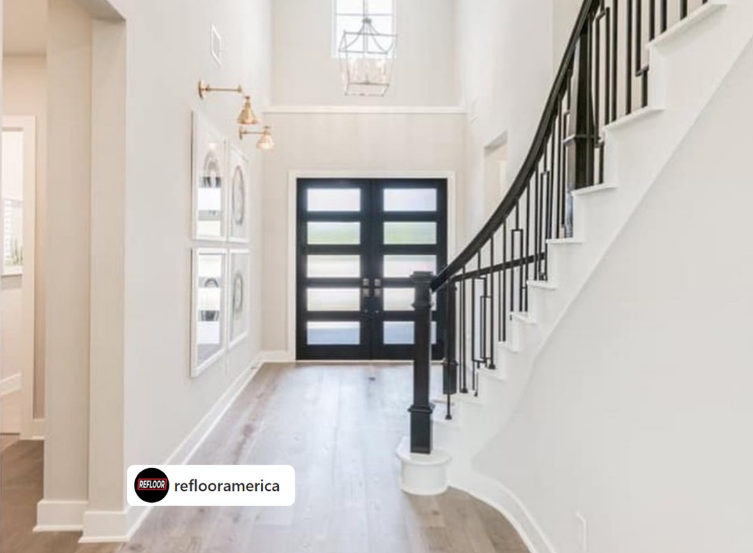 Today's #floorinspo, leaves us with so many questions... What do you think the guests will be impressed by the most? The doors? The floor? The entire entryway? The stairs?! #everythinginspo #lavalleflooring #flooringideas #flooringexperts #tileflooring #jamestownnd