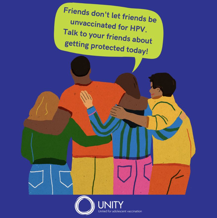 Friends don’t let friends be vulnerable to #vaccine preventable diseases. Talk to your friends and family about protecting themselves from #HPV. Learn more here: cdc.gov/vaccines/vpd/h…
