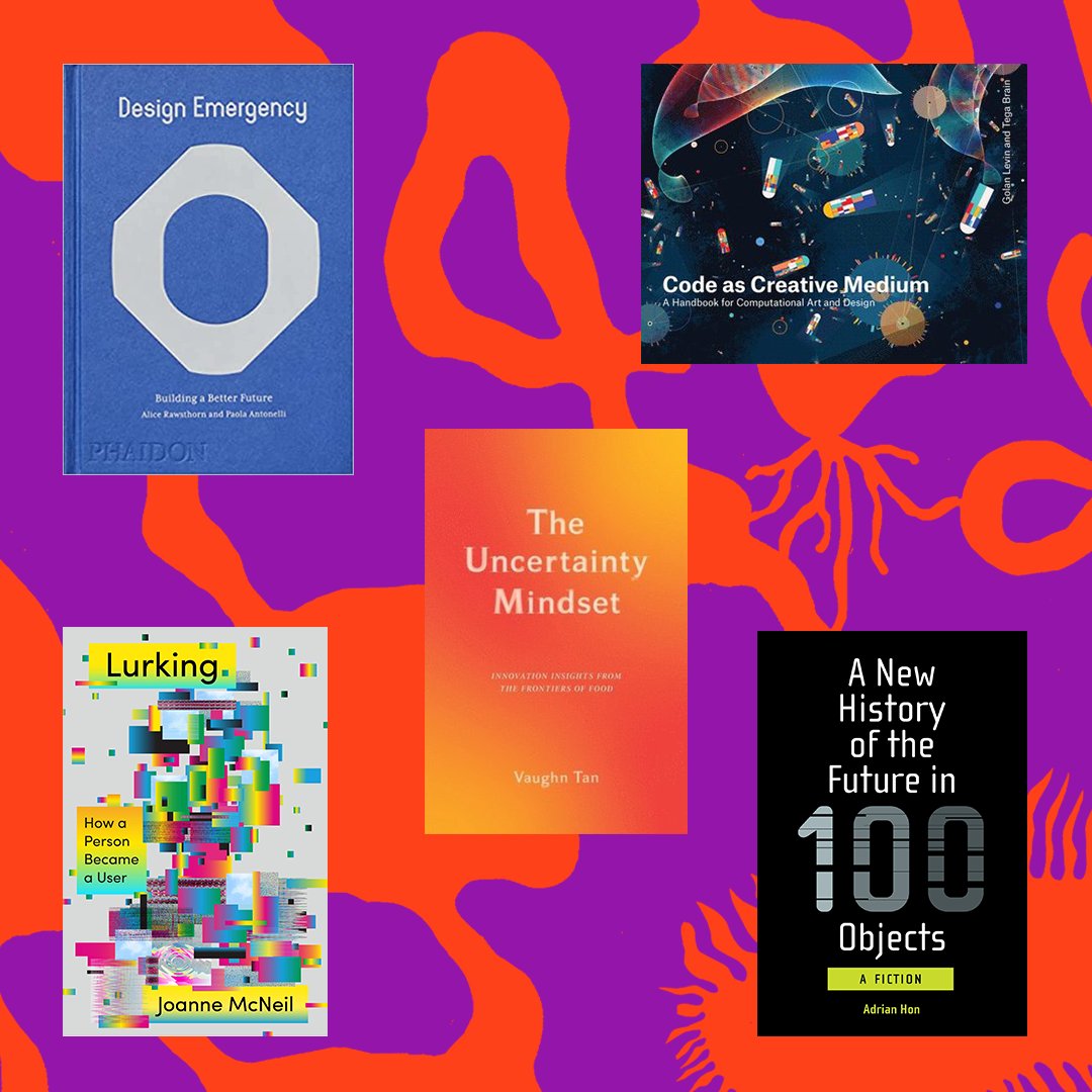 TheConfMalmo's tweet photo. Pick your summer read! Books written by #theconf speakers:
Design Emergency - @alicerawsthorn
The Uncertainty Mindset - @vaughn_tan
A New History of the Future in 100 Objects - @adrianhon
Lurking: How a Person Became a User - @jomc
Code as Creative Medium - @tegabrain https://t.co/Zku0wU5VN3