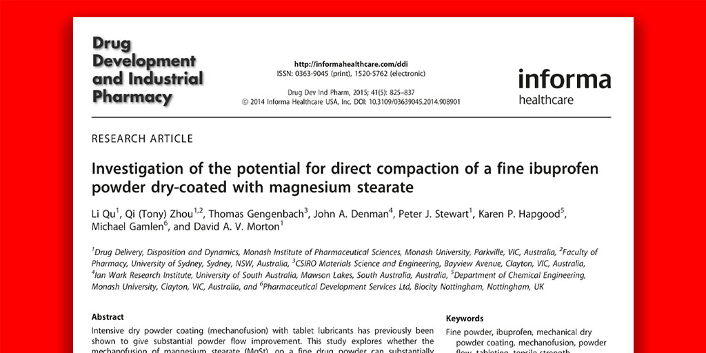 GamlenTableting's tweet photo. Poor #lubrication is the cause of many #tableting failures. The authors of our paper of the month have taken a novel approach to tackling this issue using the Gamlen to measure lubricant efficacy.
https://t.co/8lM0QW8bu4

#drugdevelopment #pharma #pharmatech #ibuprofen https://t.co/7mTDq1Sdxu