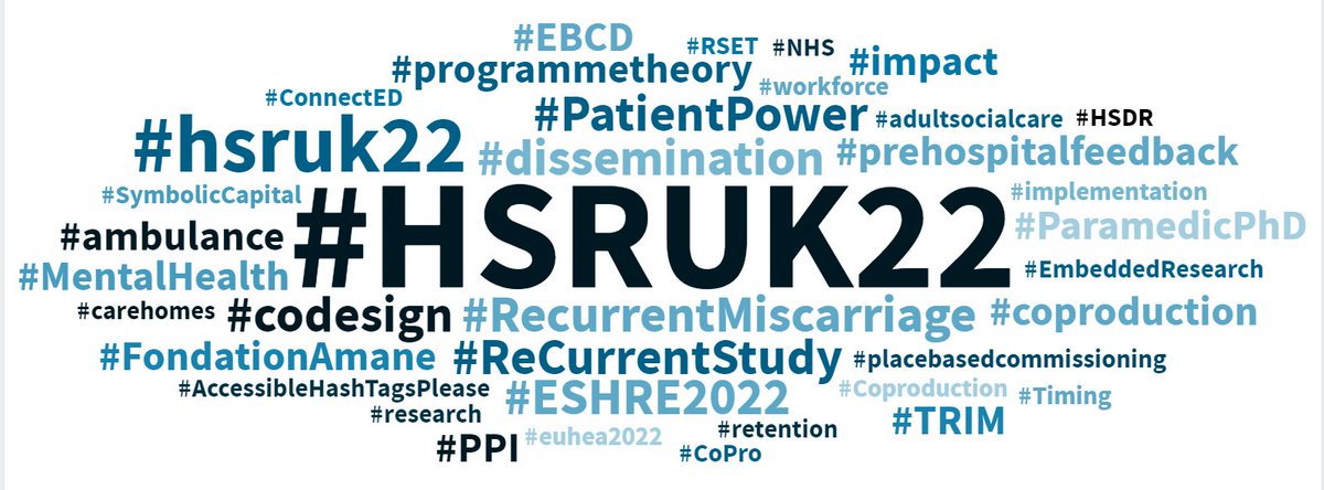 Lots of Tweets from the #HSRUK22 Conference in Sheffield this week. Here's a snapshot of the most popular themes delegates have Tweeted about.