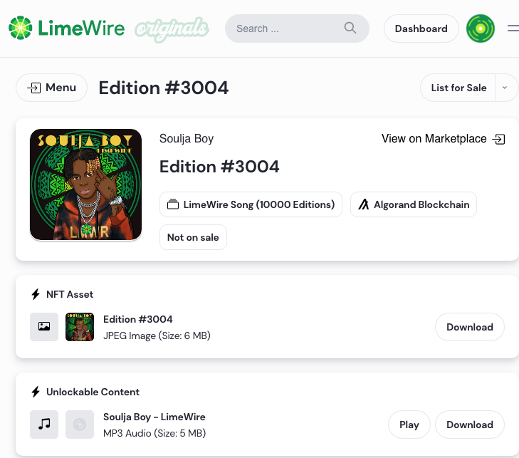 $ALGO fam I've just received airdrop from <a href="/Limewire/">LimeWire</a> music NFT which is on #Algorand.
Great UI, you can listen to your NFTs directly from library, also you can list it for sale = > #NFT with utility ✅

This is big for #Algorand considering <a href="/Limewire/">LimeWire</a> and <a href="/UMG/">Universal Music Group</a> partnership on this!