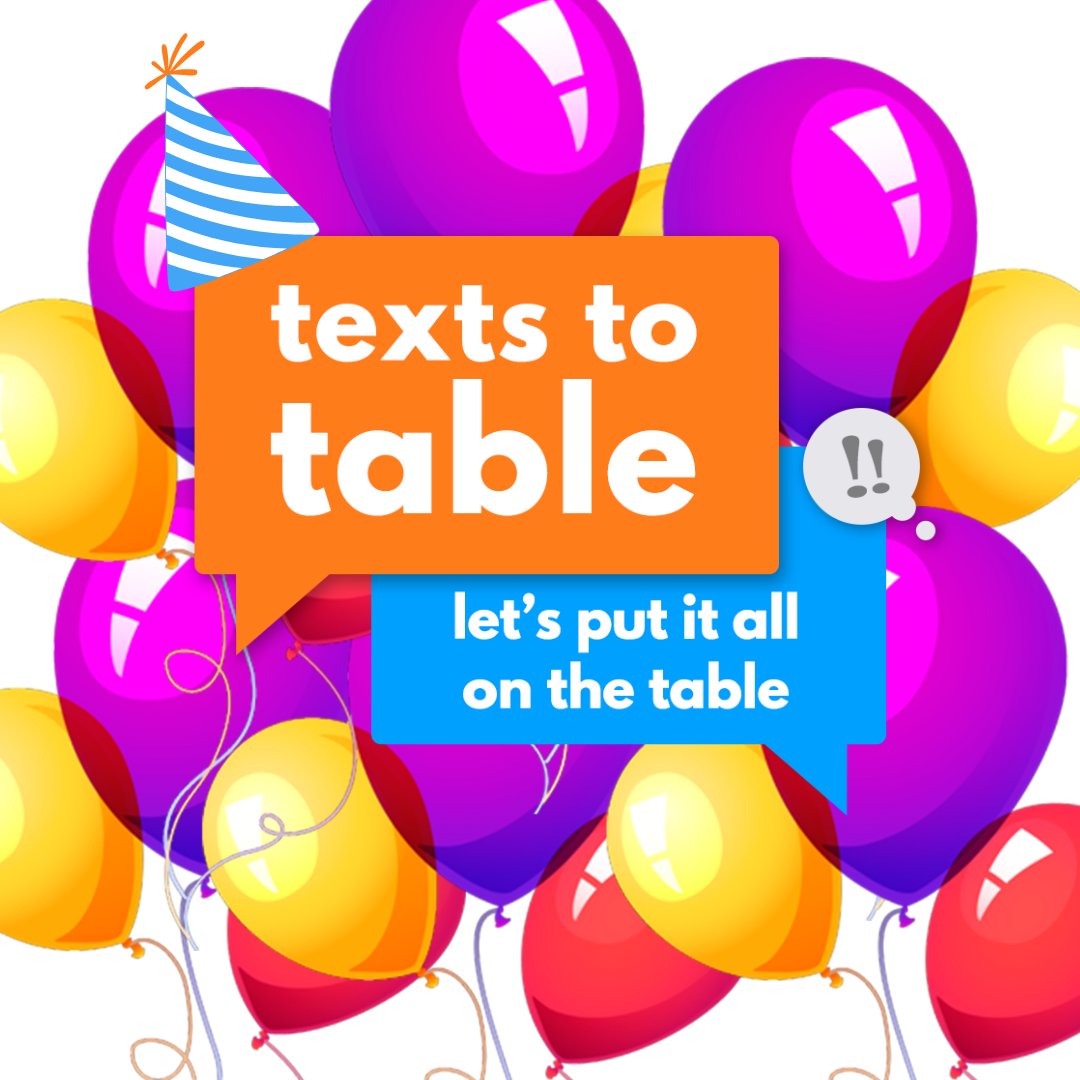 textstotable's tweet photo. It's a party, it's a party, it's a party! π
Two years ago today, we aired our very first episode. Cheers to two years of bringing all the texts to the table! We would not be here without you.
Thank you for your support!
#textstotable #anniversary #diversity https://t.co/7nMsbhrPTy