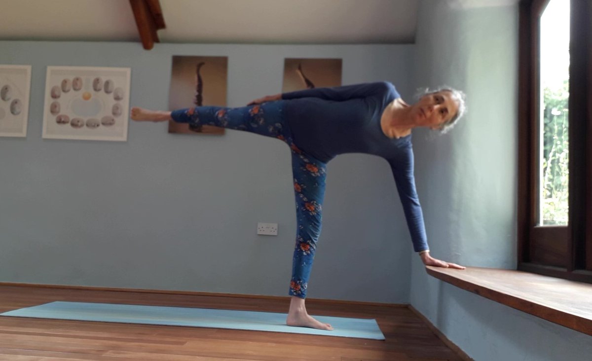YogaInSomerset's tweet photo. Pose of the month - The side triangle (post 11)
Modification of the side triangle
If the hips are not flexible enough to bring the leg right up high then the leg can be kept at a horizontal plane.
#TheSideTriangle #poseofthemonth #post11 #yoga #HeinzGrill #yogainsomerset https://t.co/PJXk8Axrxt