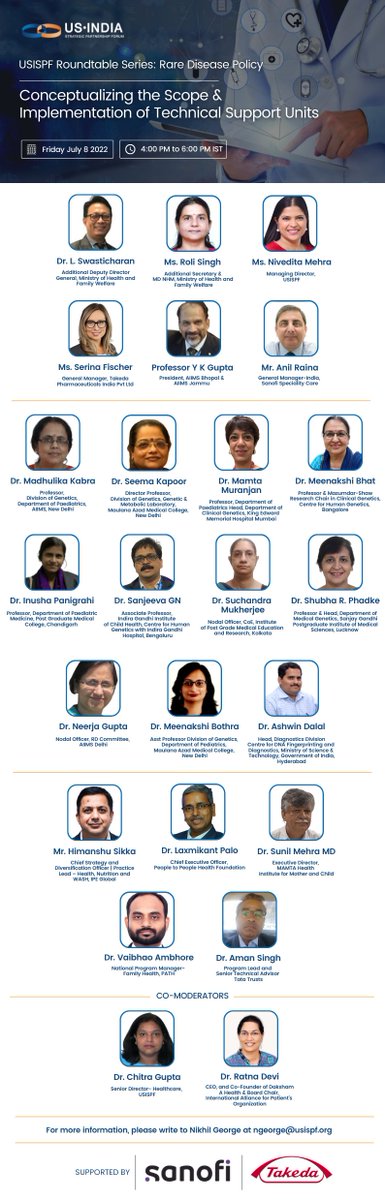 USISPF is organizing a workshop on Rare Diseases Policy: Conceptualizing the Scope &amp; Implementation of Technical Support Units scheduled for July 8th between 4:00 – 6:00 PM IST.