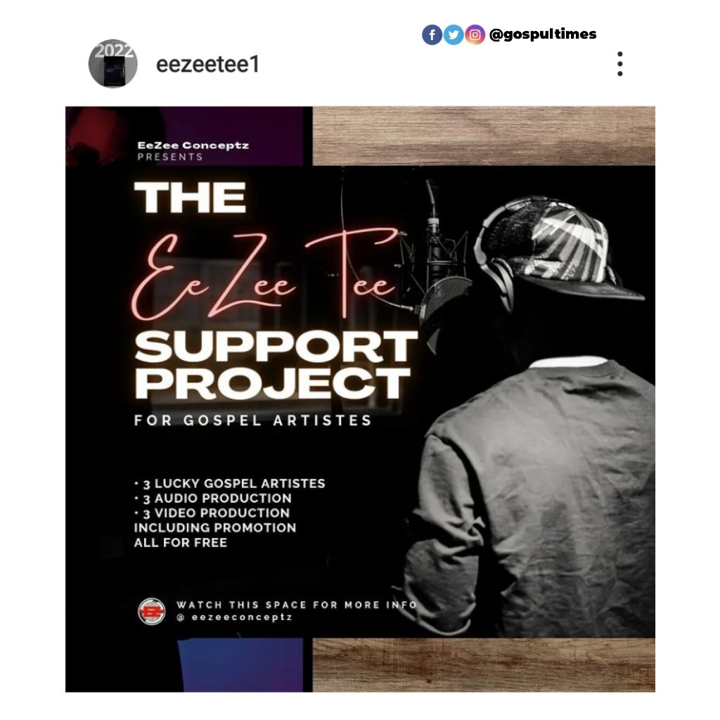 GospulTimes's tweet photo. Free support project for Gospel artistes π₯
@gospultimes
#gospultimes #gospelnews #eezeetee #artistes #christian #eezeeconceptzglobal #music #latestgist #freesupport #updates https://t.co/U9mlhWXKgL