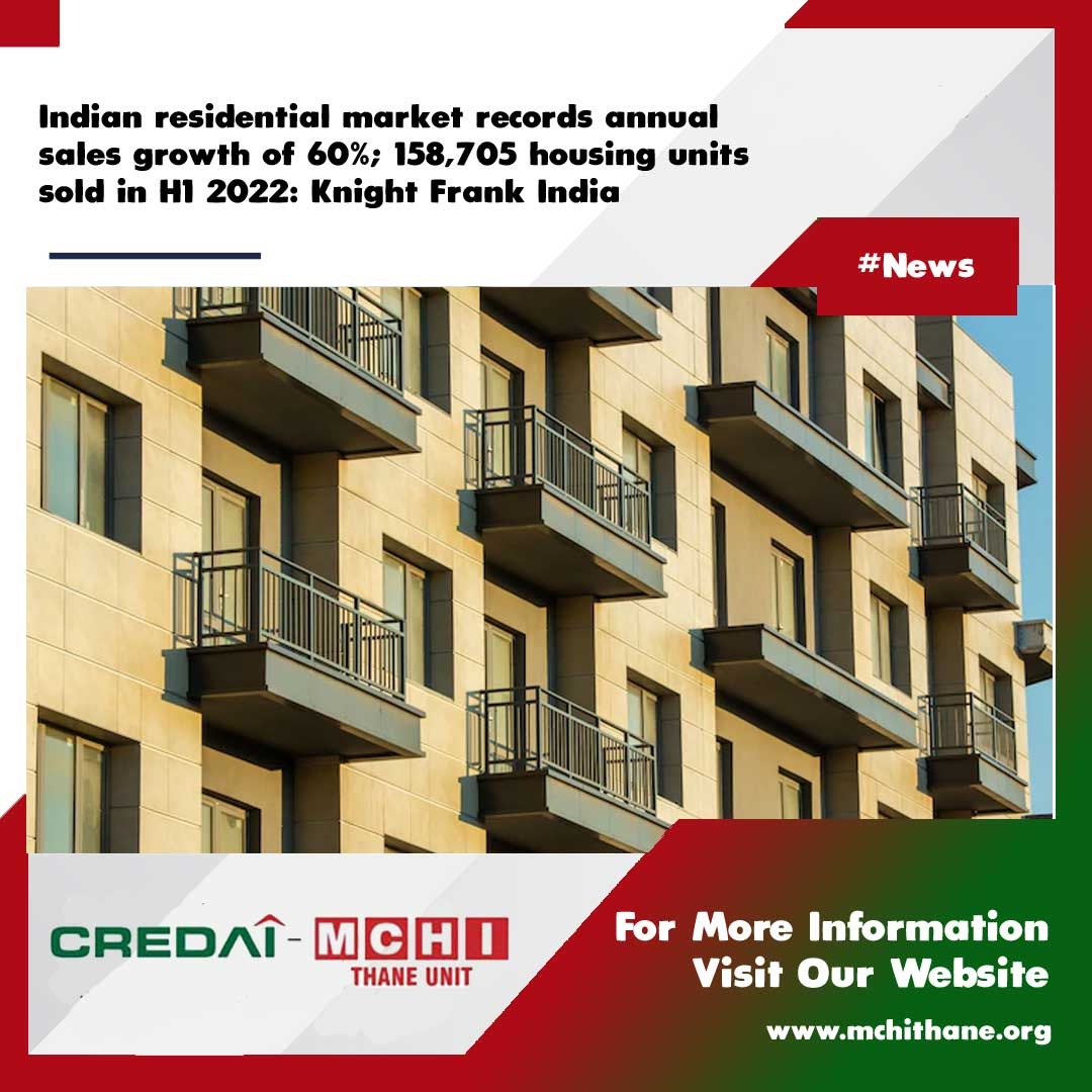 credaimchithane's tweet photo. Indian residential market records annual sales growth of 60%; 158,705 housing units sold in H1 2022: Knight Frank India
Read More: https://t.co/2YpDA9lNgY

#CredaiMCHIThane #MCHIThane #ThaneCity #DramaTheatre #Expo #Propertythane #DramaTheatreInThane #GadkariRangayatan https://t.co/hqYH3UwSUI