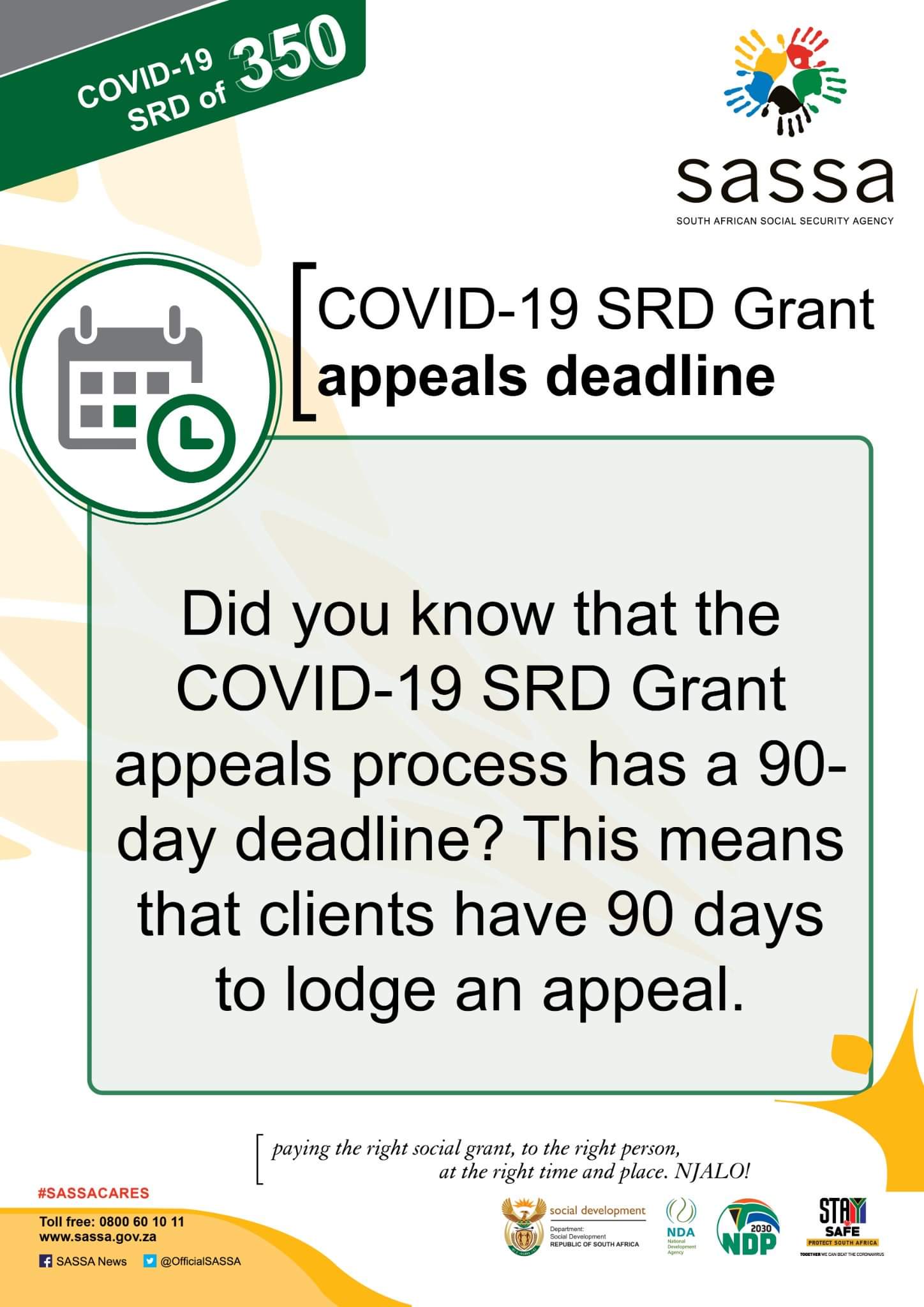 SASSA على X: &ldquo;COVID-19 SRD Grant appeals deadline @The_DSD 