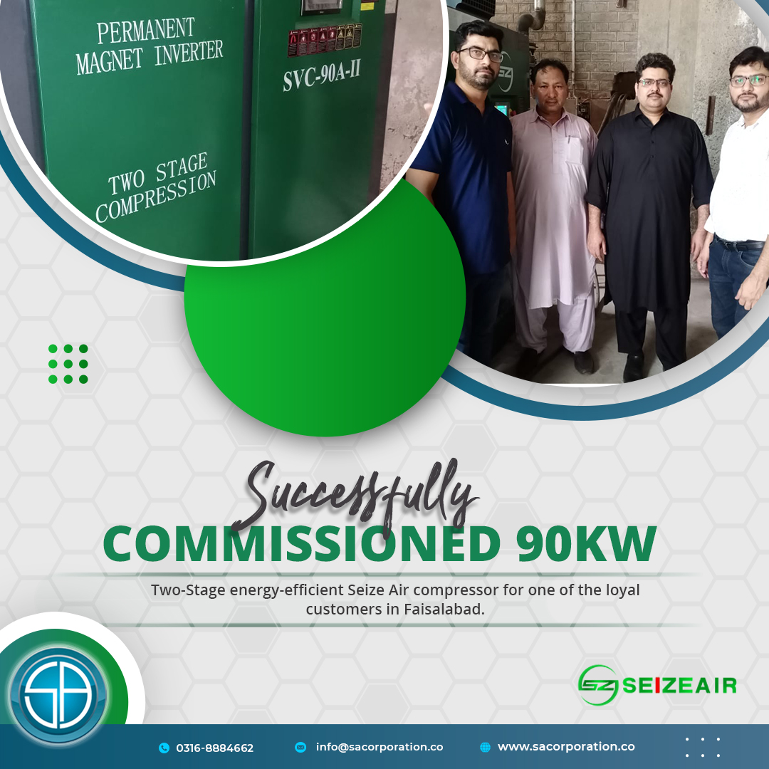 sacorporationco's tweet photo. SA Corporation is a trusted supplier of air compressors and other industrial equipment. Recently, we successfully commissioned a 90KW seize air compressor for a customer in Faisalabad.
#SACORPORATION #faisalabad #seizeair https://t.co/u2gBLbuFAO