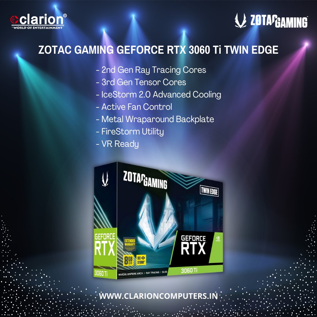 ClarionComputer's tweet photo. Get Amplified with the ZOTAC GAMING GeForce RTX 30 Series based on the NVIDIA Ampere architecture. 
Shop Here:
https://t.co/PxJCgenkGi

#Clarion #ClarionComputers #zotac #gaming https://t.co/c8427okfQX