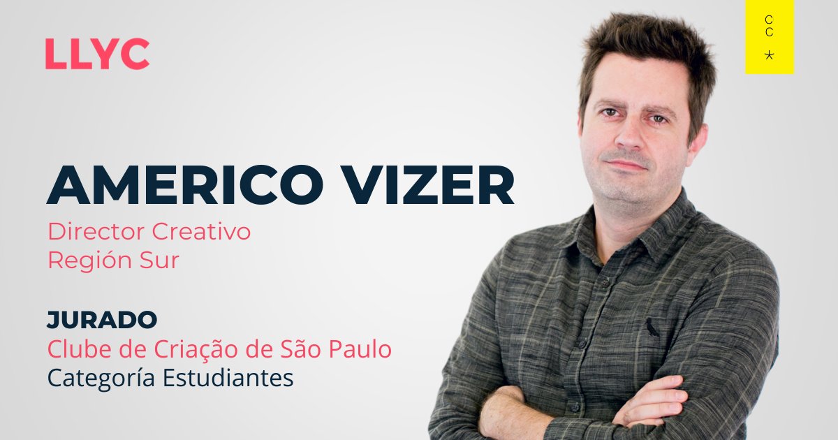 LLYC (@llyc_global) on Twitter photo ✋ <a href="/AmericoVizer/">Americo Vizer</a>, Director Creativo de Región Sur, participa como jurado en la 47º edición Clube de Criação de São Paulo. Nuestro talento creativo elegido de nuevo en uno de los principales certámenes del sector publicitario. ✋ <a href="/AmericoVizer/">Americo Vizer</a>, Director Creativo de Región Sur, participa como jurado en la 47º edición Clube de Criação de São Paulo. Nuestro talento creativo elegido de nuevo en uno de los principales certámenes del sector publicitario.