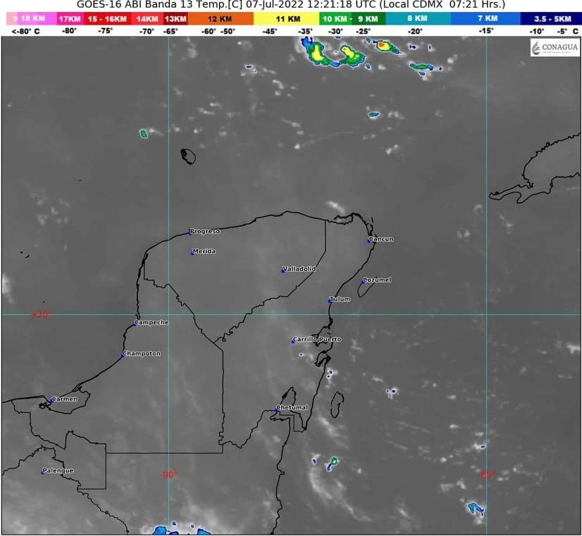 PCivilCancun's tweet photo. Boletín Meteorológico
TIEMPO PROBABLE PARA BENITO JUÁREZ
Medio nublado, lluvias dispersas con chubascos ocasionales, muy caluroso, Viento del este y  sureste de 15 a 25 kph, con rachas ocasionales.
TEMPERATURA MAXIMA: 35 a 37ªC. 
TEMPERATURA MINIMA: 24 a 26ªC. https://t.co/ap02L84Abj