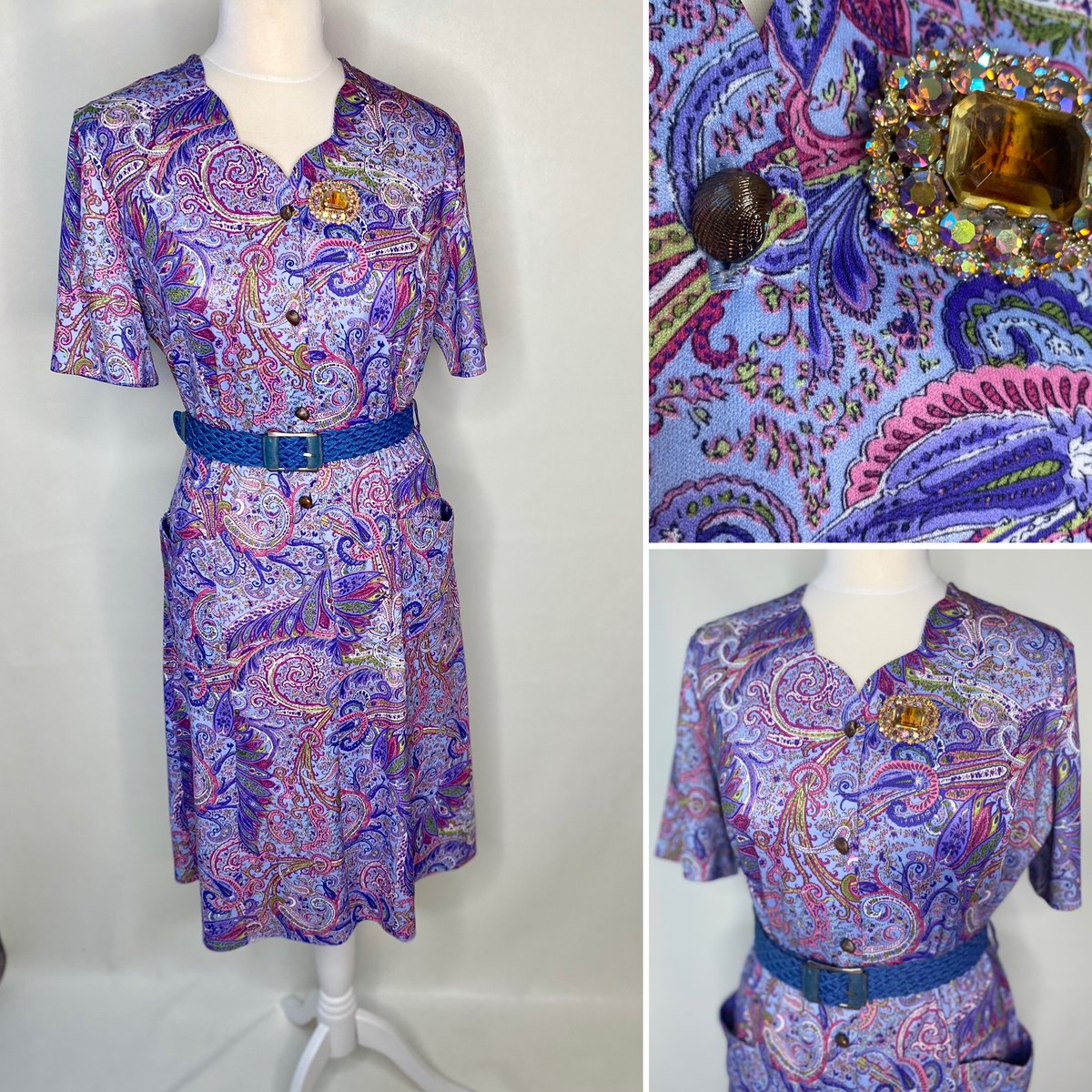 GeorginasVintag's tweet photo. Beautiful vintage dress size 14/16 £18, large dramatic brooch £10, belt £6 all available now! #georginasvintage #smartstuff #purpledress #vintagedress #vintagebrooch https://t.co/8Hg9g2FZjk