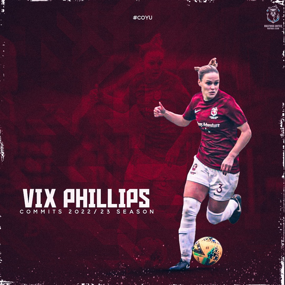 HastingsUFCW's tweet photo. 🎶 This is the Re-VIX 🎶 

The 'U's are delighted to announce defender Vix Phillips has committed for the 22/23 season

READ MORE: https://t.co/5gekRPm7NO

#COYU 💨💨💨 https://t.co/CXIJpBBLEe