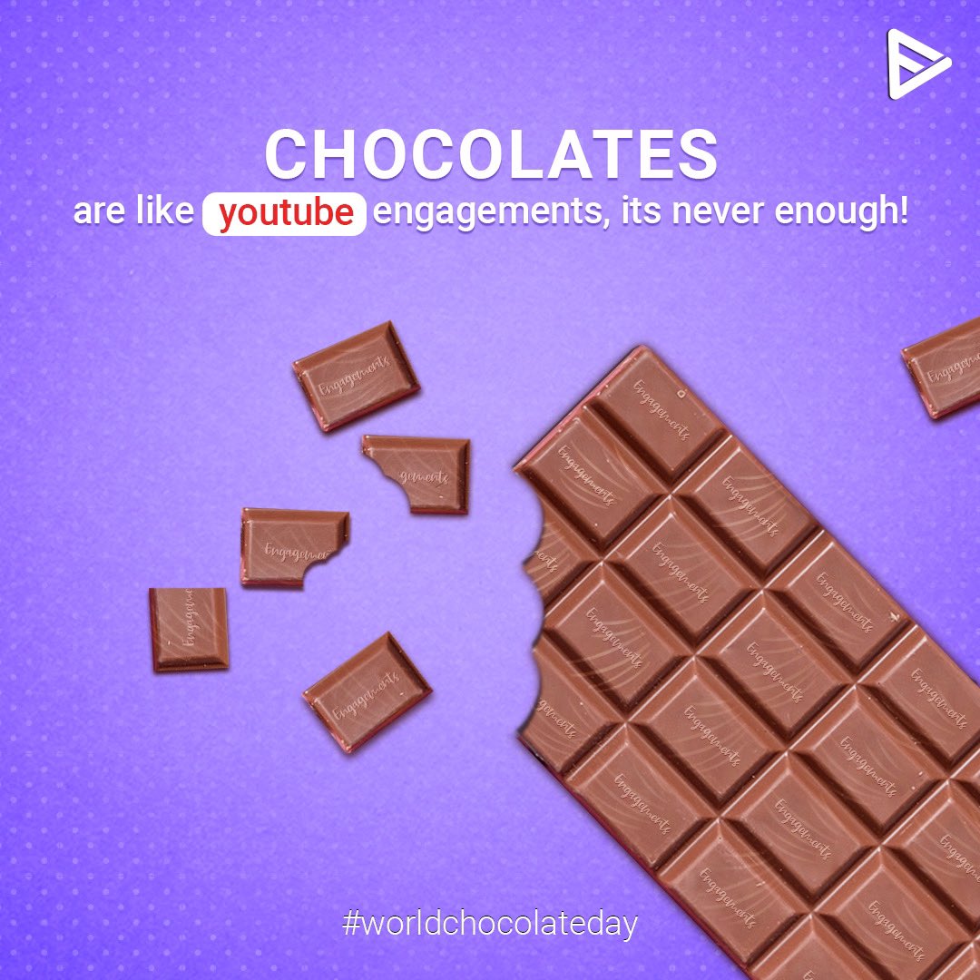 veefly_'s tweet photo. Join us at Veefly to get real engagements, subscribers and gain popularity. Wishing everyone Happy World Chocolate Day!
.
.
#youtubers #youtubechannel #youtubeengagements #worldchocolateday #chocolates #youtubesubscribers #gainsubscribers #increaseengagements #chocolateday https://t.co/wJORdZLEHJ