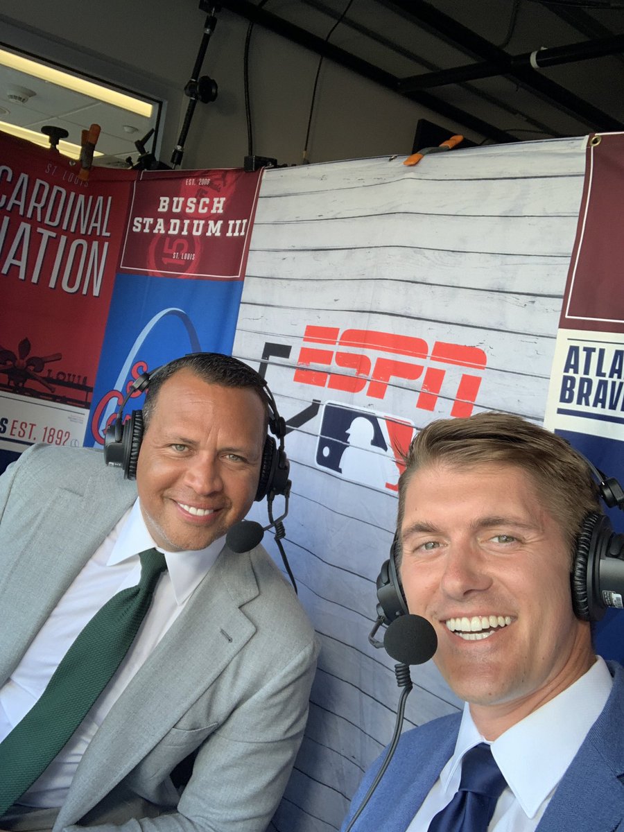 MikeMonaco_'s tweet photo. Fun night in Atlanta working with two legendary teammates. Thanks @AROD and @Buster_ESPN for carrying the load! https://t.co/KkcI8ZWPQL
