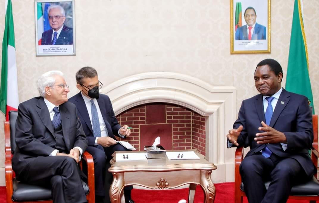PRESIDENT <a href="/HHichilema/">Hakainde Hichilema</a>  welcomes visiting Italian President HE Mr Sergio Mattarella at State House.