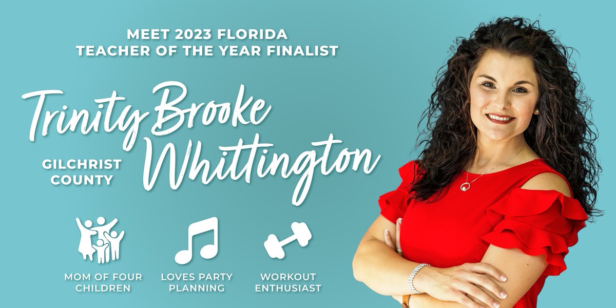 EducationFL's tweet photo. Trinity Brooke Whittington is our third #finalistfeature! She is a 4th Grade English Language Arts and social studies teacher at Bell Elementary in Gilchrist County. Trinity Brooke teaches about service by leading school-wide efforts to serve the local nursing home. 

#FLTOY2023 https://t.co/gjTNAmYzfZ