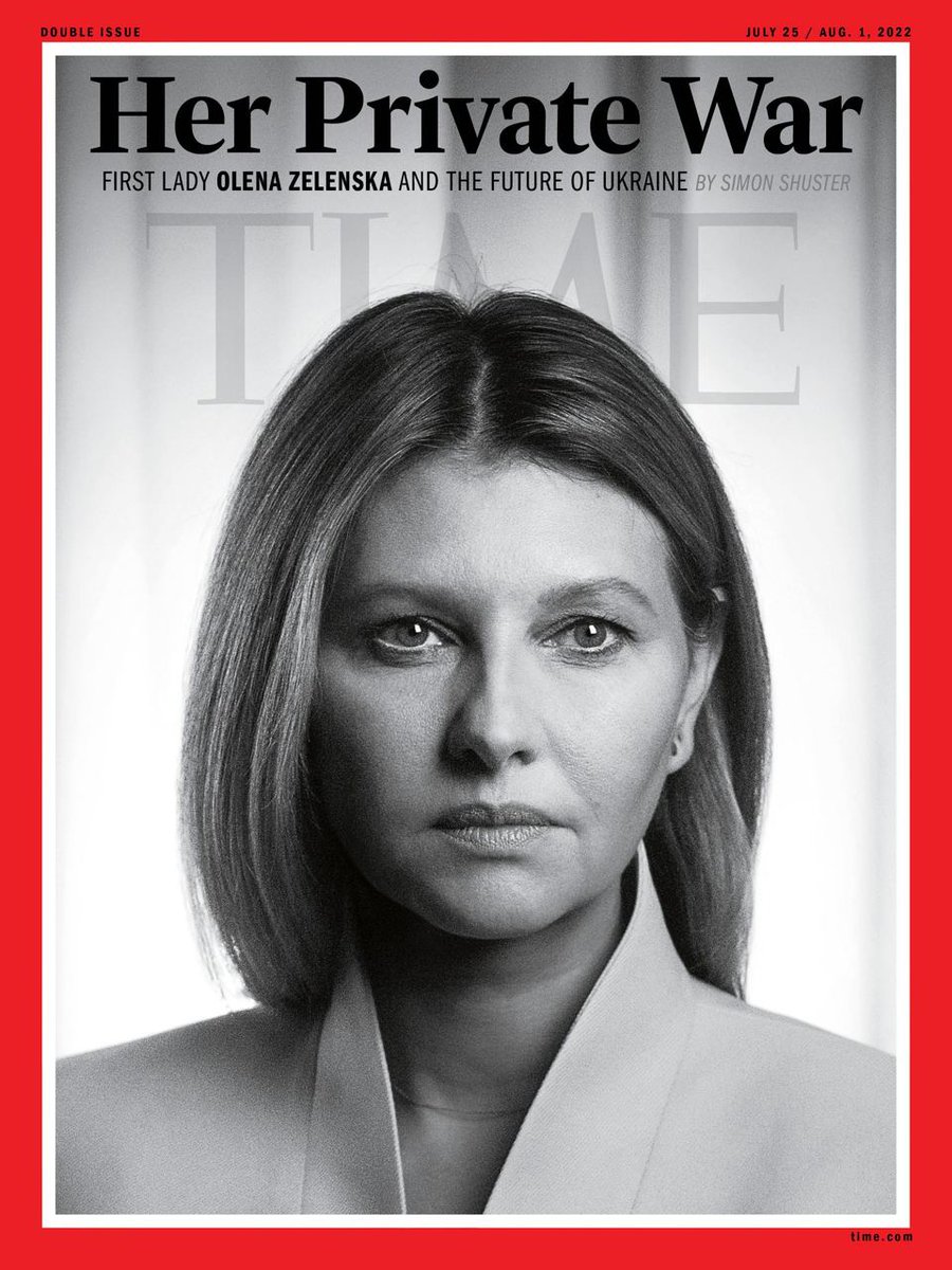 First Lady of Ukraine Olena Zelenska on the cover of Time magazine