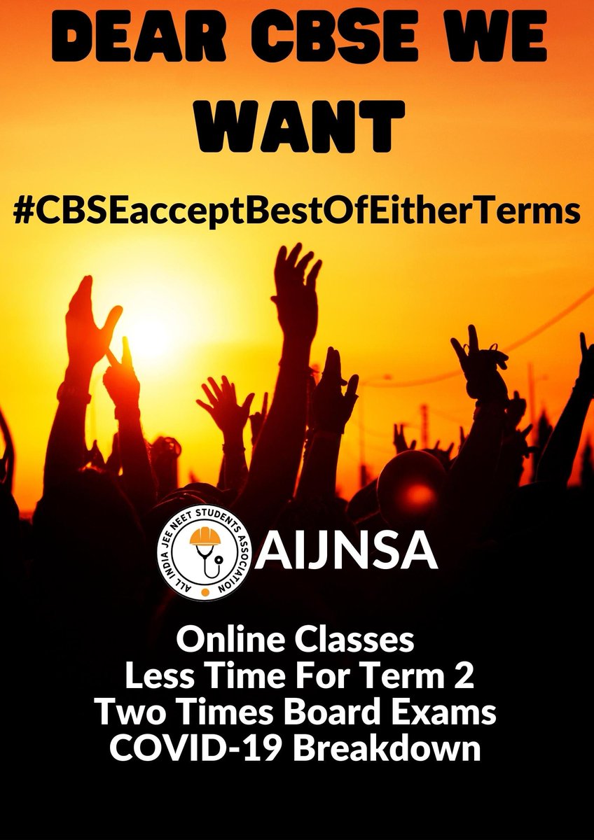 AIJNSA_official's tweet photo. Past two years were very crucial for board batch students of 2021-22 as they had to study everything by themselves without quality guidance. Depression and anxiety is growing amongst them. 

#CBSEacceptBestOfEitherTerms https://t.co/zd6LUG2E6x