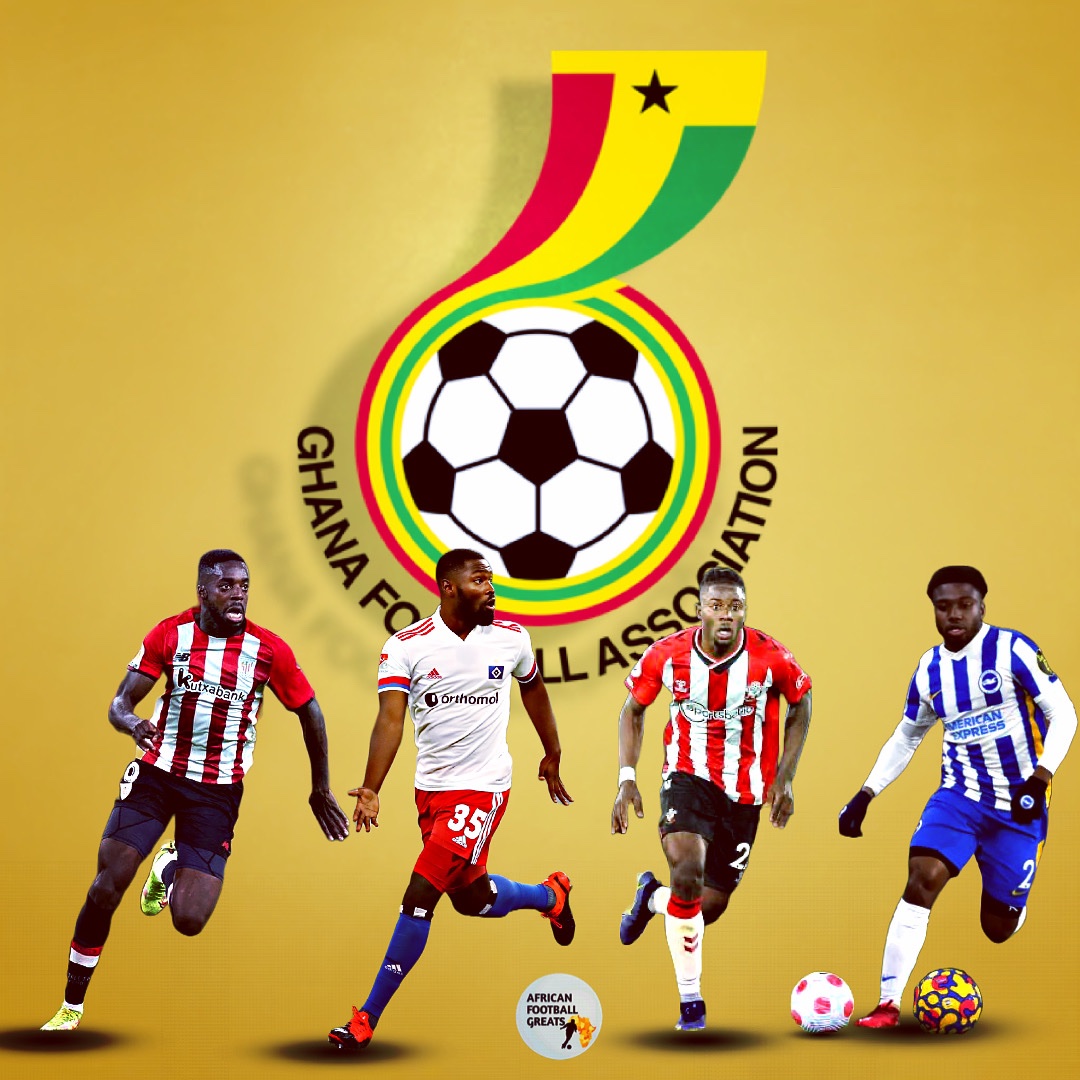 AF_Greats's tweet photo. Welcome to AFRICA 👏🏽

🇬🇭Inaki Williams
🇬🇭Stephen Ambrosiu
🇬🇭Mohammed Salisu
🇬🇭Tariq Lamptey

Ghana is bringing back all the european born greats to the mother land for the World Cup. 💪🏾

#africangreats⚽️ #BringBackTheLove #Blackstars #Ghana #TotalEnergiesWAFCON2022 #BHAFC https://t.co/hvyruA0ifG