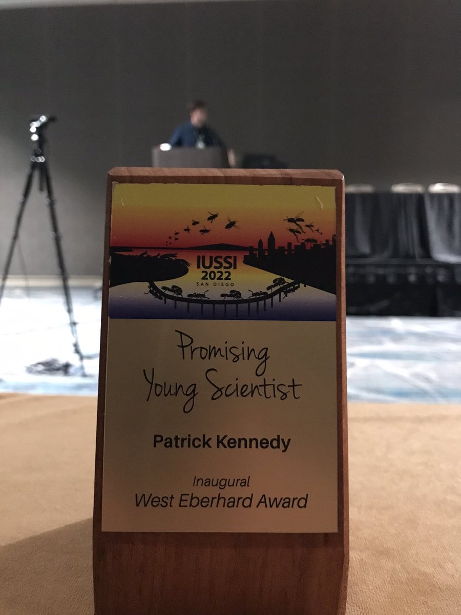 WaspWoman's tweet photo. Huge congratulations to @Padraig_Kennedy for winning the 1st ever #WestEberhardPrize for Promising Junior Scientist in #socialinsect research #IUSSI2022. Delight to introduce him & Mary Jane, who joined live from Costa Rica. Patrick’s lecture was, as always, outstanding #wasplove https://t.co/264anZ8Ngr