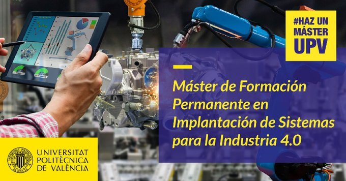¡¡ULTIMAS PLAZAS!!
Si quieres aprender haciendo, no lo dudes visítanos en 👉industria40.upv.es
#industria40 #HazUnMasterUPV en el <a href="/UPV_CFP/">UPV-CFP</a>