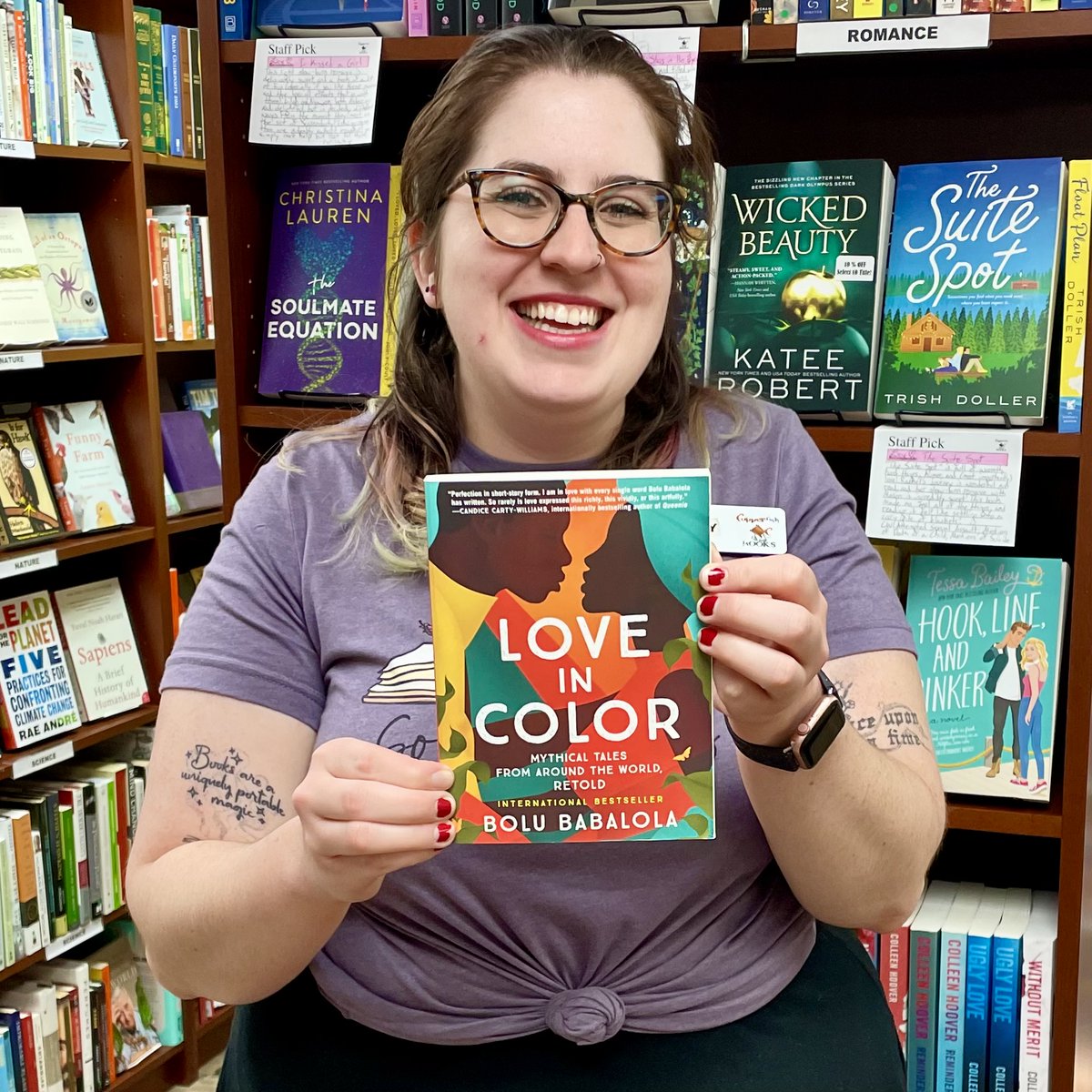 Join Lucy &amp; the #RomanceBookClub on 7/27 to discuss LOVE IN COLOR by @beebabs - a magical &amp; intoxicating collection of love stories featuring strong women from mythology &amp; folktales around the world! Learn more about this book &amp; discussion here: copperfishbooks.com/event/romance-…