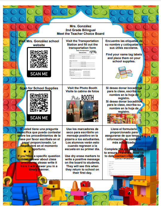 PeaseMustangs's tweet image. Mrs. Gonzalez is getting ready to #BuildStrongFoundations and for 'Meet the Teacher'! Check out her Choice Board! #GrowWithUs @MandyHinojos  @MariaGo19388455 @ECISDblendED @syd_sgarcia