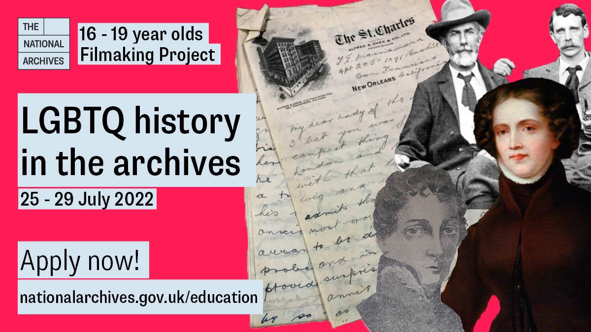 vicky_ig's tweet photo. Calling all 16-19 year olds, this is a BRILLIANT opportunity! 🌈 

@UkNatArchives are looking for students to participate in our LGBTQ+ film project. Learn about the LGBTQ+ figures in our archives &amp; get creative.

Please share with young people. 

#Pride

https://t.co/8EDnCNKMpO https://t.co/K1CKm5JkKB