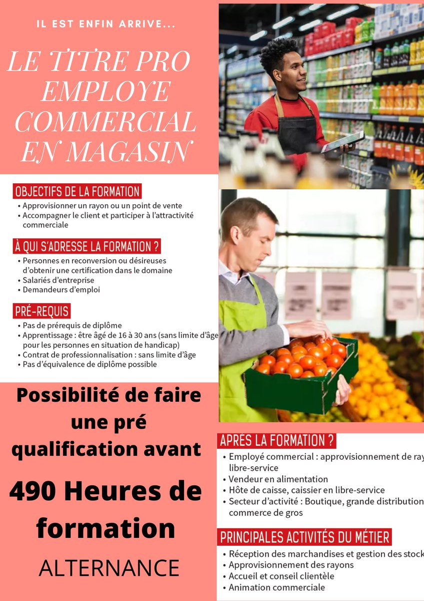 🧐Interessé(e)s par le métier d'Employé Commercial en Magasin ?
✅Cette formation est faite pour vous 
Les bonnes nouvelles ? pas de pré-requis exigé, l'obtention d'une qualification et des opportunités d'emploi !
C'est à <a href="/enilv74/">enilv74</a>, en septembre.
Contactez votre conseiller 😃