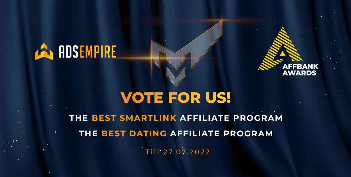 AdsempireAgency's tweet photo. Thanks, @Affbankofficial , for nominating us for "The #bestdatingaffiliateprogram " and "The #bestSmartlinkaffiliateprogram" awards!
Now we're asking you to vote and support us  - https://t.co/6sjO23Ktdw, using your Facebook or Telegram acc.
Your voice is important to us!❤️ https://t.co/7r8dvEfTnq